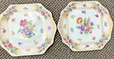Buy 2 Hammersley DRESDEN SPRAYS Bread  Butter Or Cake Serving Plates  - Hand Painted • 30£