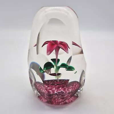 Buy Strathearn 1974 Red Flower PSF62 Faceted Glass Paperweight 1970s Scotland 514g • 28.99£