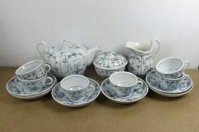 Buy Antique Wallendorf German Porcelain Tea Set Blue Strawflower  (c!@b10) • 265.46£