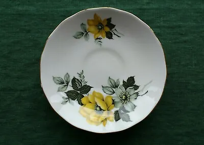 Buy Vintage Queen Anne Spare Tea Saucer Bone China Yellow Flowers • 1.99£