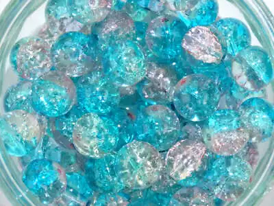 Buy 'Blue Glacier' Crackle Glass Bead 12mm • 2.25£