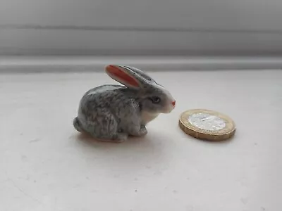 Buy Rabbit - Pottery  Beautiful Miniature - Detailed Head Up, Ears Down Grey Rabbit • 4.60£