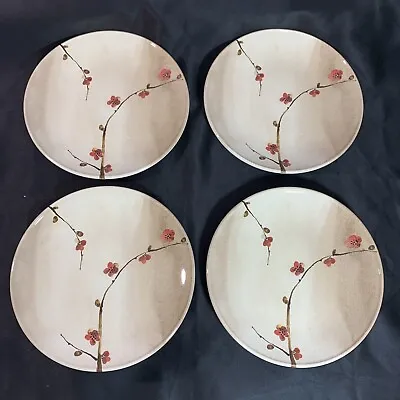 Buy 4 Royal Stafford Desert Flowers Dinner Plates Tan Platees Rust Red Blossoms Set • 28.50£