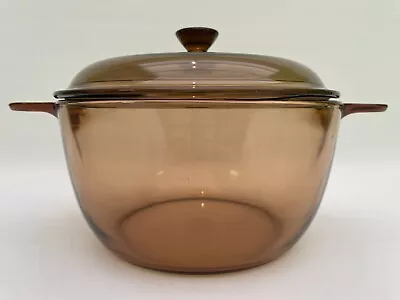 Buy Vintage Vision Corning France Amber Glass Casserole Stock Pot 2.5L With Lid • 29.99£