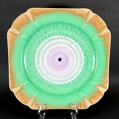 Buy Vtg 1930's Shelley Harmony Artware Drip Ware Green Violet Brown Tidbit Plate • 35.99£