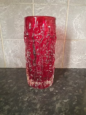 Buy Whitefriars Glass Bark Vase Geoffrey Baxter Large 9” Ruby Red  Excellent 9691 • 150£