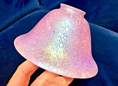Buy Handmade Old Antique Iridescent Oil Glass Lampshade Art Nouveau Purple Pink • 49£