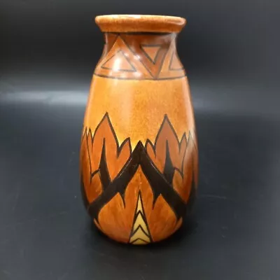 Buy Vintage Geo Clews Co Vase Ware Orange Chameleon Art Deco Style Flames RMF07-SJT • 7.99£