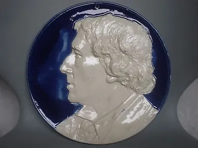 Buy Leeds Art Pottery Circular Blue Plaque Profile Of Sir Henry Irving (burmantofts) • 484£