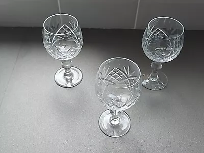 Buy Crystal Cut Wine Glasses Faceted Stems Used Condition X 3 • 9.99£