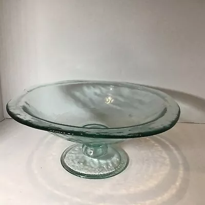 Buy Recycled Green Tint Glass Pedestal Fruit Bowl Decorative Dish Unused VGC • 9.95£