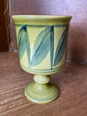 Buy Honiton Pottery Goblet Vase Green Green Leaves  14 Cm • 7.20£