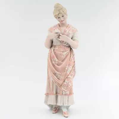 Buy Antique Bisque Porcelain Lady Figurine Large Size, 33.5cm Tall, European • 45£