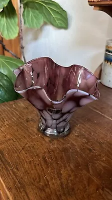 Buy Jozefina Krosno Hand Made Blown Art Glass Medium Bowl/Vase Poland Purple White • 53.52£