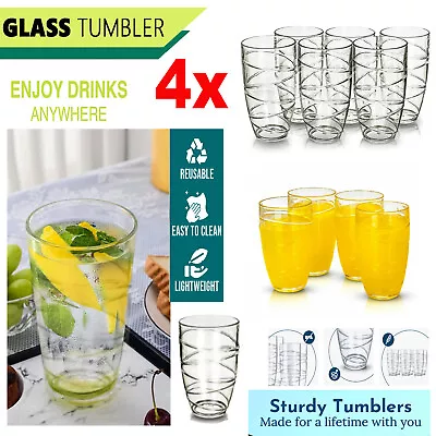 Buy 4 Tall Tumbler Glass Swirl Plastic Acrylic Hi Ball Tumblers Clear Drink Glasses • 9.45£