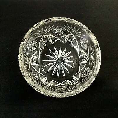 Buy Queen Lace Bohemian Czech Hand Cut Glass Crystal Bowl Dish Plate 4.5  Clear VTG • 30.03£