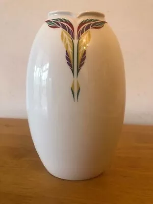 Buy Vintage   Ritzy  Royal Grafton Fine Bone China Vase. White With Leaf Pattern VCG • 12£
