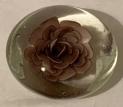 Buy Small Glass Paperweight With Lilac Flower • 18.80£