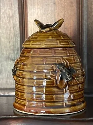 Buy Vintage Ceramic Honey Pot Hive And Bees, Brown, Honey & Black 3D Bees Midcentury • 6£