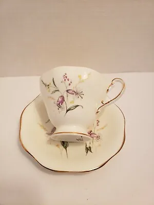 Buy EB Foley Bone China 1850 Tea Cup Saucer England Floral Design Yellow Inside VTG  • 19.20£