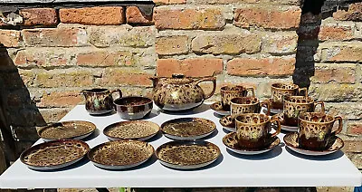 Buy Speckled Brown Vintage Fosters Studio Pottery 9 Piece Tea Set • 45£