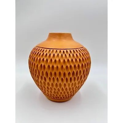 Buy Hand Carved Hand Turned Clay Pottery Vase Artist Signed Vintage Textured Vase • 85.70£