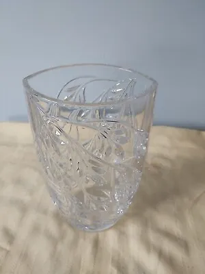 Buy Large Heavy Oval Cut Crystal 23cm / 2 Kg Vintage Glass Vase • 22.50£