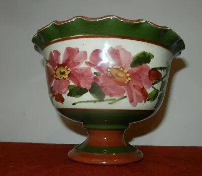 Buy LONGPARK  Pottery Torquay Footed Bowl ROSE Design On White Ground  14 Cm • 18£