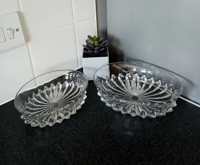 Buy 2 Vintage Oval Clear Pressed Glass Serving Bowls/Sweets/Fruit/Jelly/Desserts • 12.99£