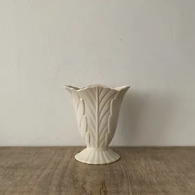Buy Vintage Cream Beswick Pottery Cream Mantel Vase Planter Jardiniere Leaf Design • 25£