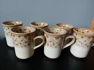 Buy FOSTERS POTTERY Redruth Set Of 6 Honeycomb Mugs Light Brown VGC Cornwall • 14.25£