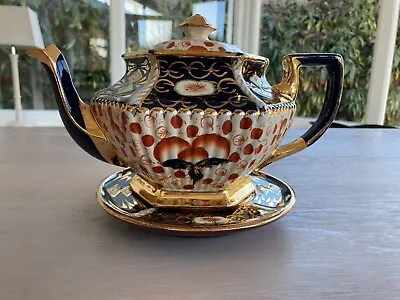 Buy Antique Victorian Gaudy Welsh Imari Hexagonal Teapot & Stand Excellent Condition • 85£
