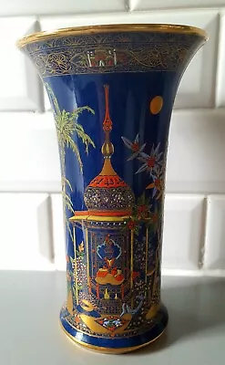 Buy Carlton Ware Art Dec Vase Blue With Desert Scene • 30£