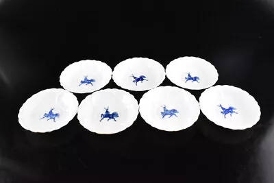 Buy F8821: Japanese Old Imari-ware Blue&White Kirin Muffle SERVING PLATE/dish 7pcs, • 39.29£