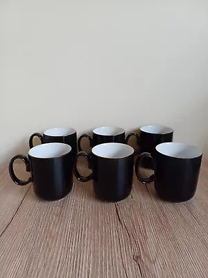 Buy Denby Jet Black Gloss Straight Sided Mugs X 6 - Excellent  • 60£