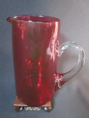 Buy Beautiful Vintage Cranberry Glass Tapered  Sided Pitcher Jug , Vase • 14.97£