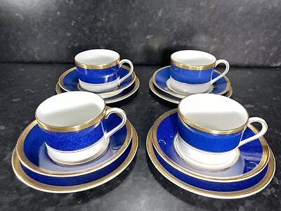 Buy Coalport Bone China . Athlone Blue. Set Of Four Trios Cups,Saucers &Side Plates • 24.99£