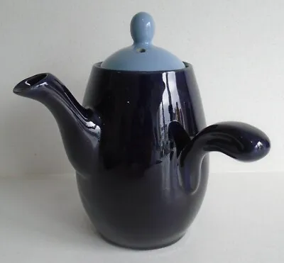 Buy Rare Vintage 1960's DENBY Stoneware Dark Blue & Light Blue Side Handle Tea Pot  • 17.99£