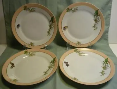 Buy Antique Limoges Haviland Hand Painted 4 Plates Sz-7 1/4  Floral Butterfly #3 . • 62.72£