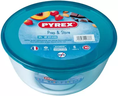 Buy Pyrex 180P000 - 2 Liter Bowl With Lid From Borosilicate Glass Stain Resistant • 17.71£