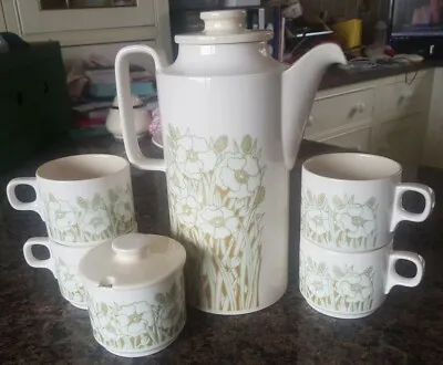 Buy Vintage 70’s Hornsea Pottery Fleur Coffee Pot, 4 Cups & Sugar/jam Lidded Pot • 25£