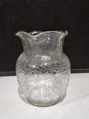 Buy RARE- L E Smith Glass  Crackled   By Cracky  Depression Glass 8  Vase • 36.34£
