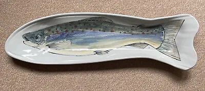Buy Highland Stoneware Hand Painted Trout Salmon Serving Dish Wall Mount 64cm Long • 80£