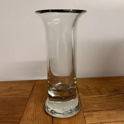 Buy Glass Vase Antique Heavy Bottom Straight Sides Handblown Art Glass Air Bubbles • 7.99£
