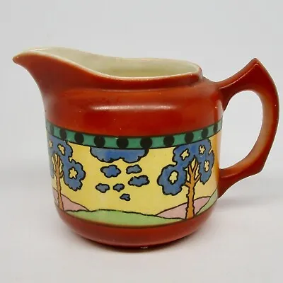 Buy Vintage Pottery Creamer Pitcher Orange Czechoslovakia Arts And Crafts Art Deco • 18.97£