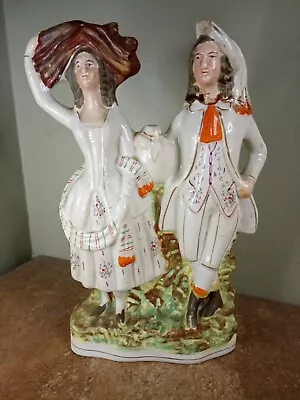 Buy Antique C.1850 Victorian Staffordshire Flatback, Young Couple Gathering Harvest  • 11.95£