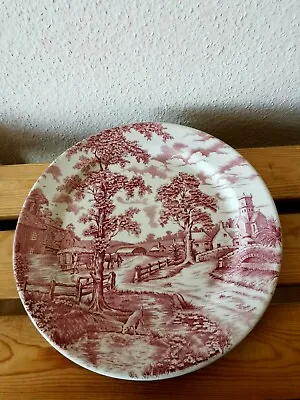 Buy Vintage Maddock Ultra Vitrified 9.5  Red White Plate Countryside Scene And Wagon • 3.50£