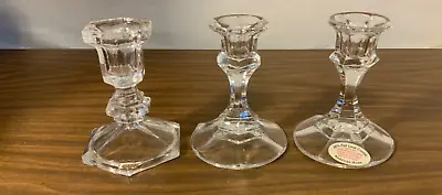 Buy 3 Lot Vintage 24% Full Lead Crystal Glass Candlestick Holders USA • 9.59£