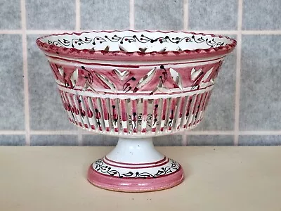 Buy French Faience D'Art Pottery Comport Fruit Bowl Open Work Vintage Ceramic Pinks • 35£