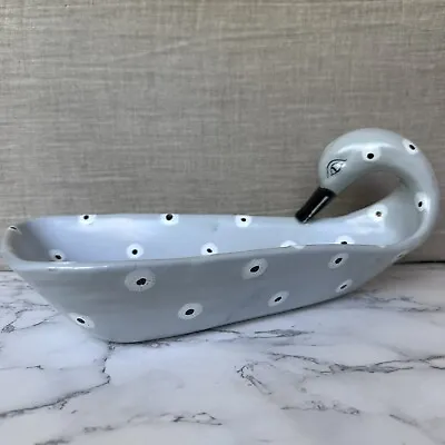 Buy Bitossi Italy Figural Pottery Dotted Duck Swan Bowl Gray Black MCM • 191.81£